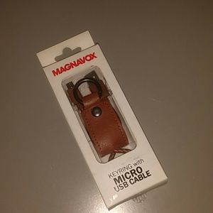 New Magnavox Brown Keyring Micro USB Cable